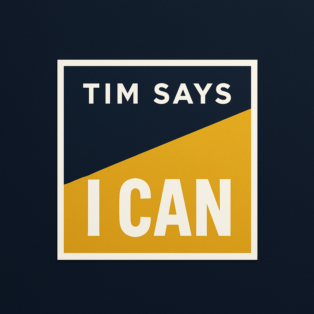 TimSaysICan logo (boxed TIM SAYS I CAN)