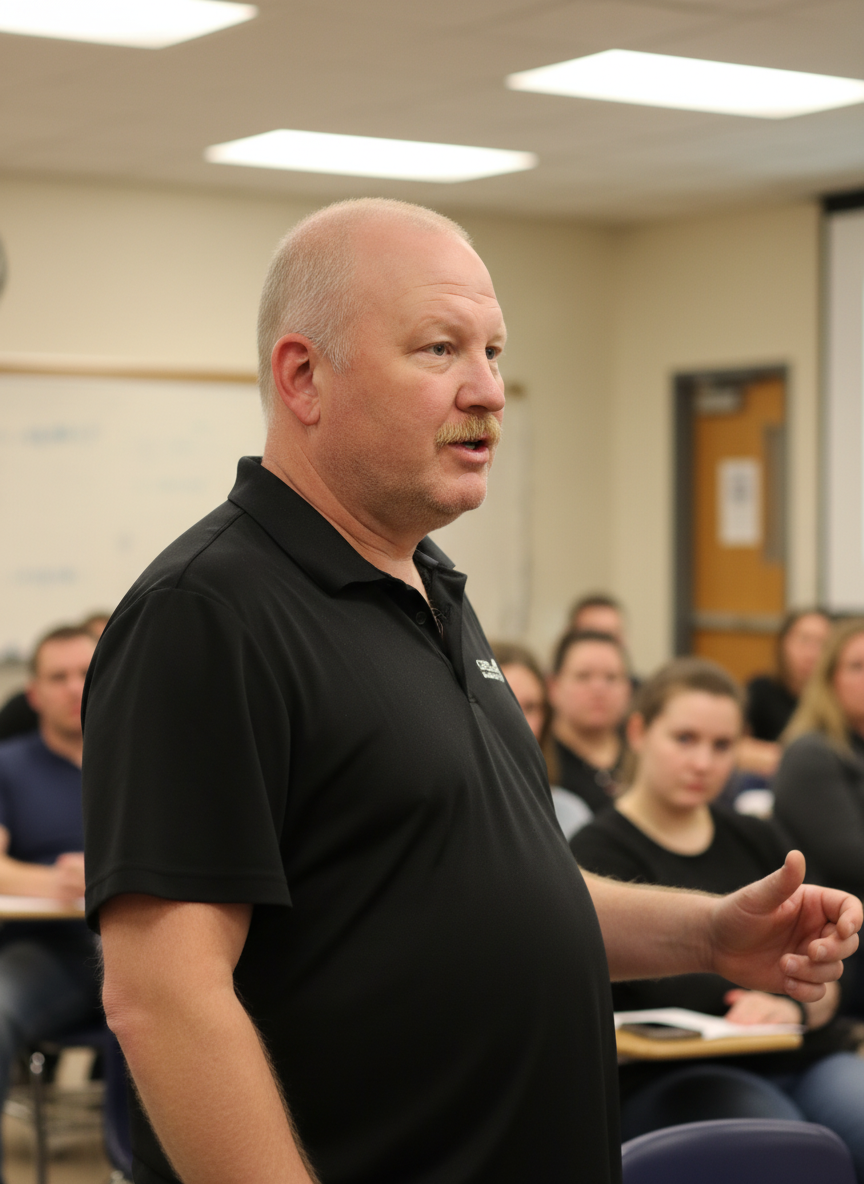 Tim Speaking to a Crowd